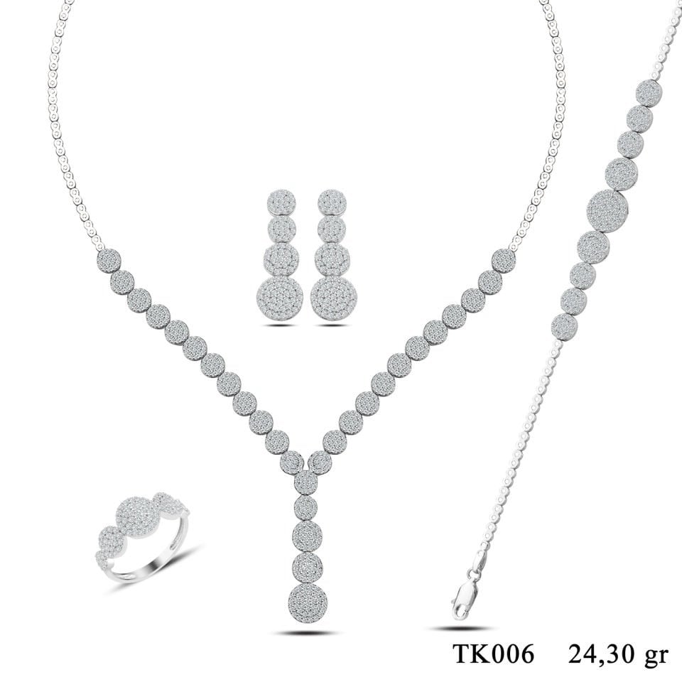 BARIŞ TAKI 925 Ayar Gümüş  Pırlanta Montör Su Yolu Set