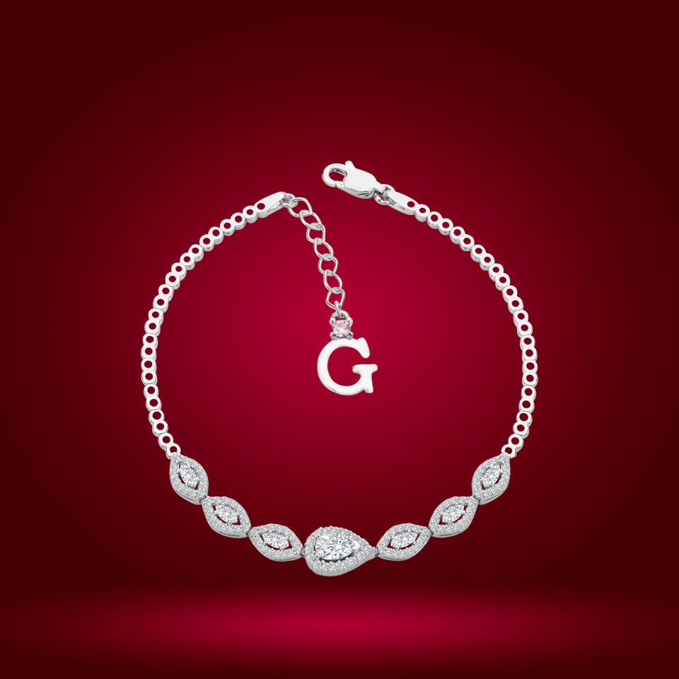 925 Ayar Gümüş Damla Model Zincir Harfli Su Yolu Bileklik G