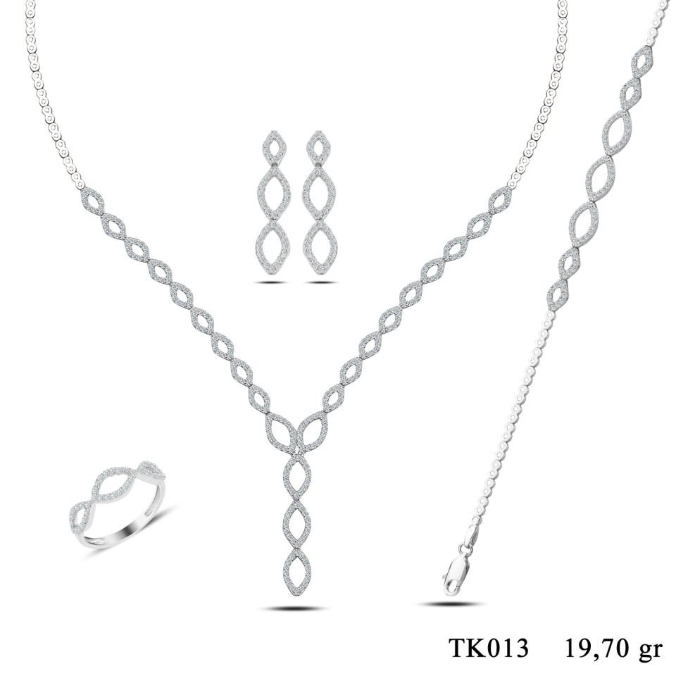 BARIŞ TAKI 925 Ayar Gümüş Göz Şekilli Model Salkım Su Yolu Set