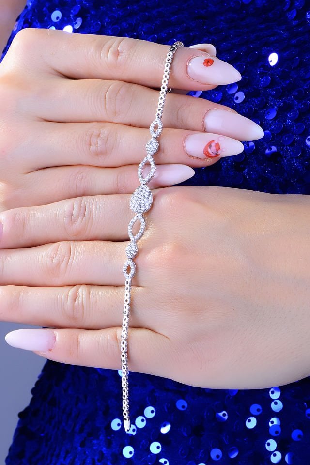 BARIŞ TAKI 925 Ayar Gümüş Pırlanta Montör Salkım Su Yolu Set