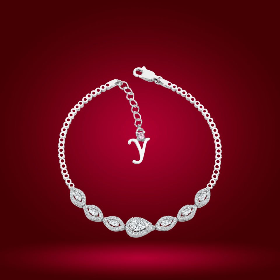 925 Ayar Gümüş Damla Model Zincir Harfli Su Yolu Bileklik Y