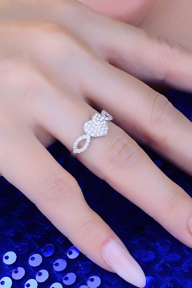 925 Ayar Gümüş Kalp Salkım Pırlanta Montör Su Yolu Set