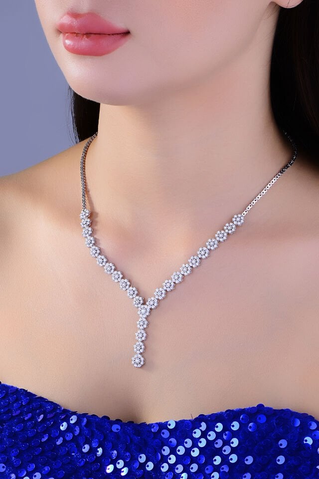 BARIŞ TAKI 925 Ayar Gümüş Papatya Salkım Pırlanta Montör Su Yolu Set