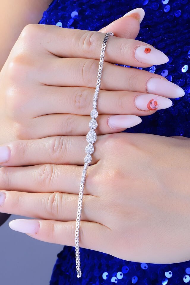 BARIŞ TAKI 925 Ayar Gümüş Pırlanta Salkım Montör Su Yolu Set