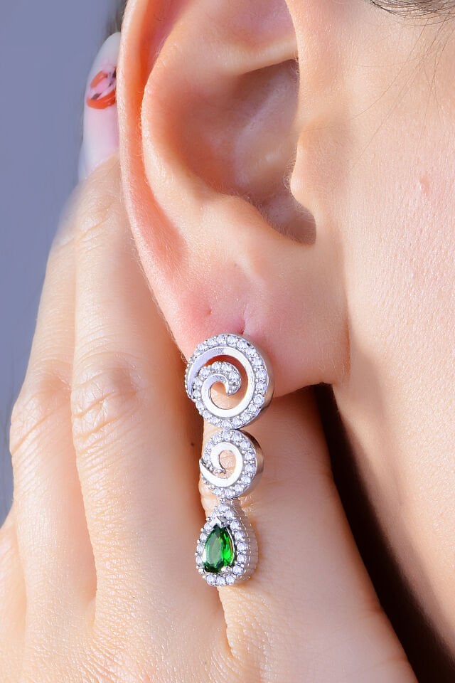 BARIŞ TAKI 925 Ayar Gümüş Hürrem Damla Salkım Pırlanta Montör Su Yolu Set