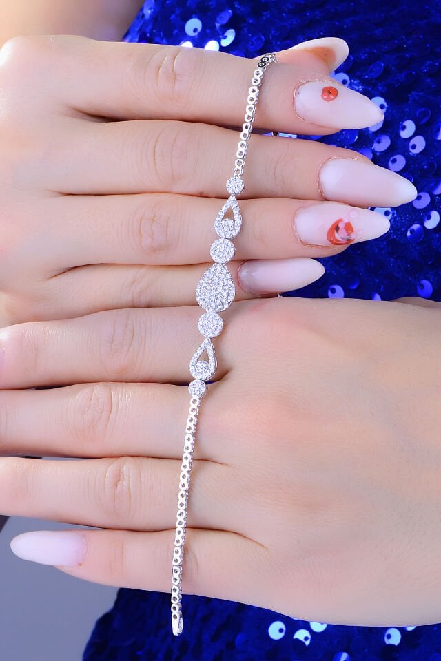 BARIŞ TAKI 925 Ayar Gümüş Pırlanta Salkım Su Yolu Set