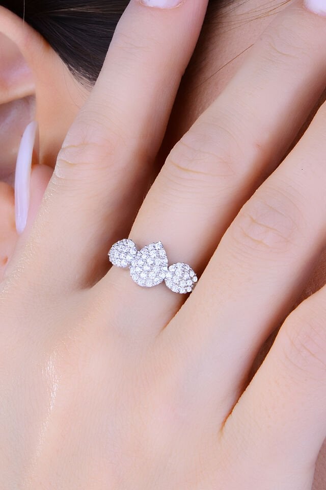 BARIŞ TAKI 925 Ayar Gümüş Pırlanta Salkım Su Yolu Set