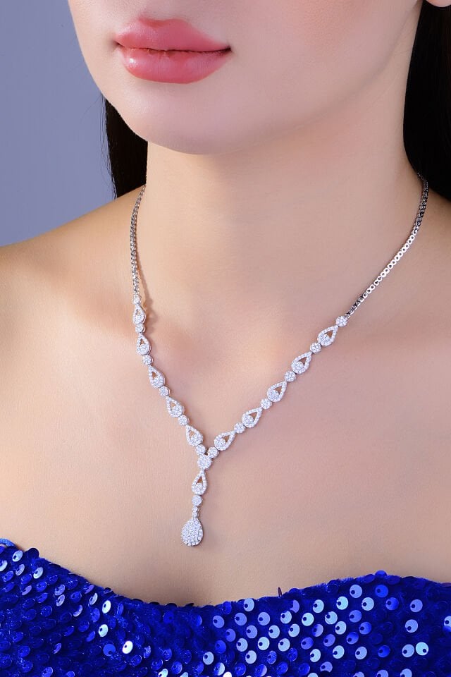 BARIŞ TAKI 925 Ayar Gümüş Pırlanta Salkım Su Yolu Set