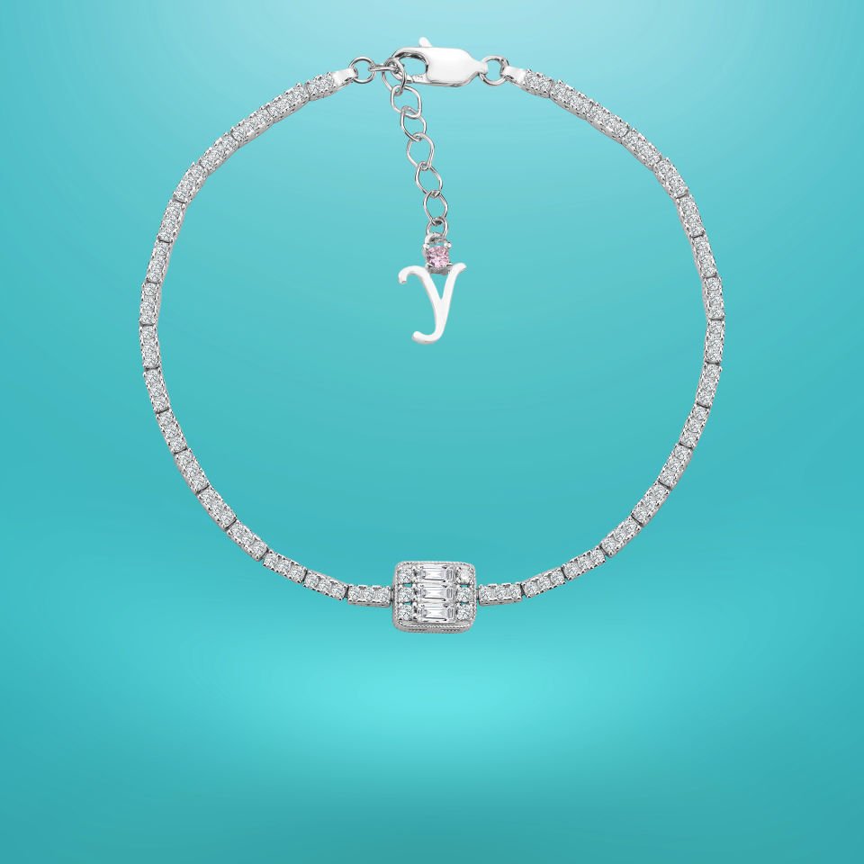 925 Ayar Gümüş Baget Zincir Harfli Su Yolu Bileklik Y