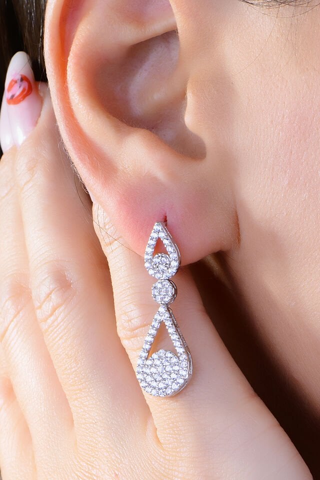 BARIŞ TAKI 925 Ayar Gümüş Damla Salkım Pırlanta Montör Su Yolu Set