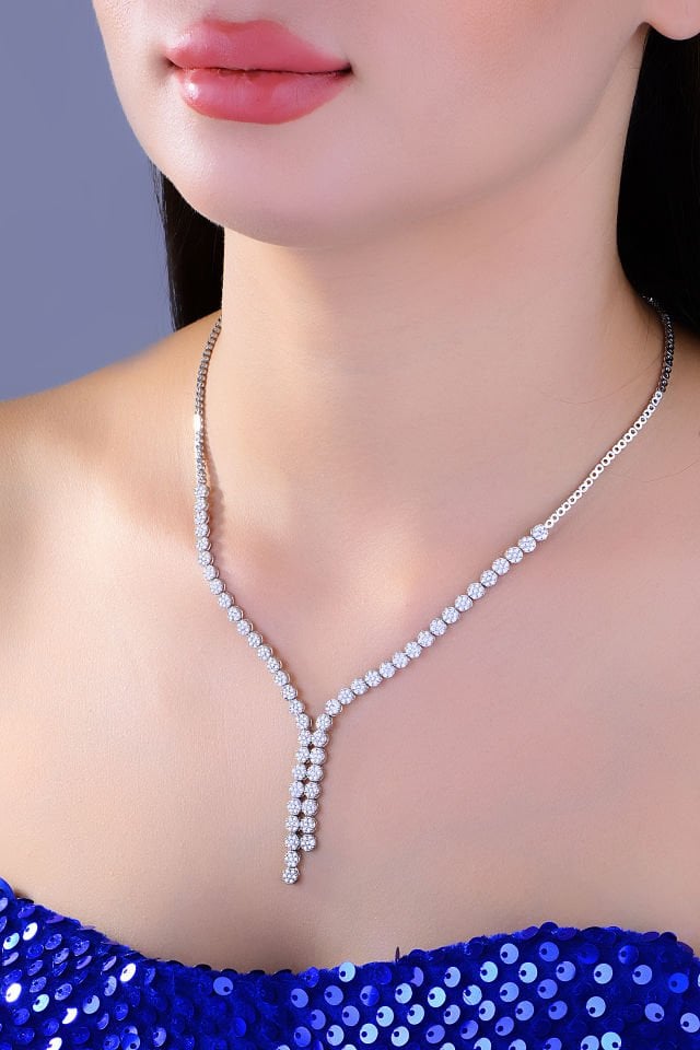 BARIŞ TAKI 925 Ayar Gümüş  Salkım Pırlanta Montör Su Yolu Set