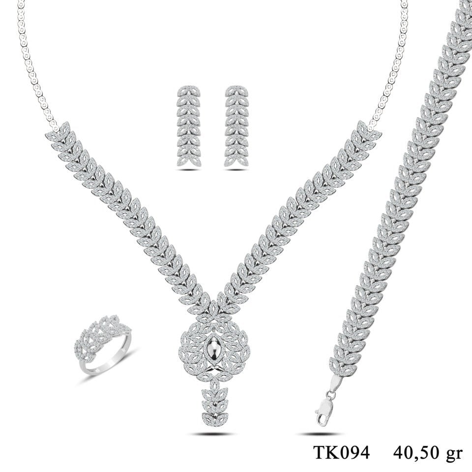 BARIŞ TAKI 925 Ayar Gümüş Kelebek Model Pırlanta Su Yolu Set