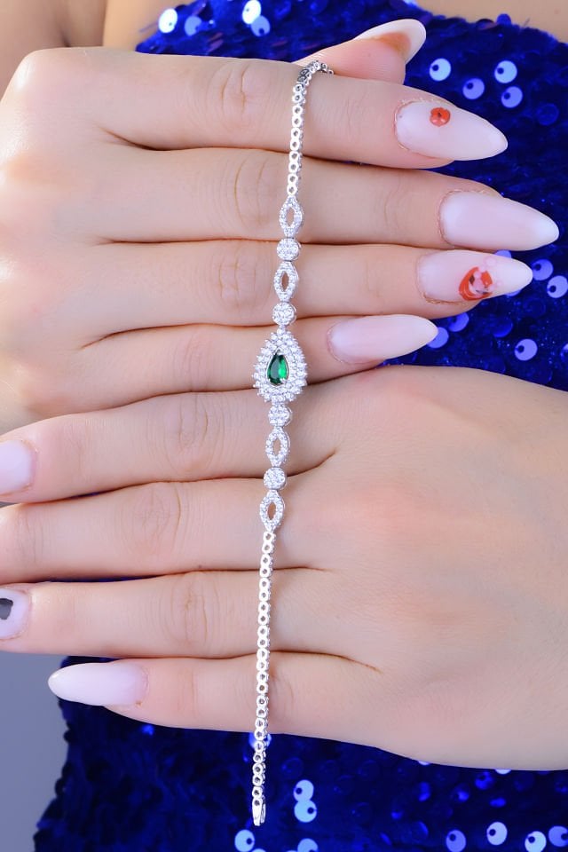 BARIŞ TAKI 925 Ayar Gümüş Hürrem Damla Pırlanta Montör Su Yolu Set