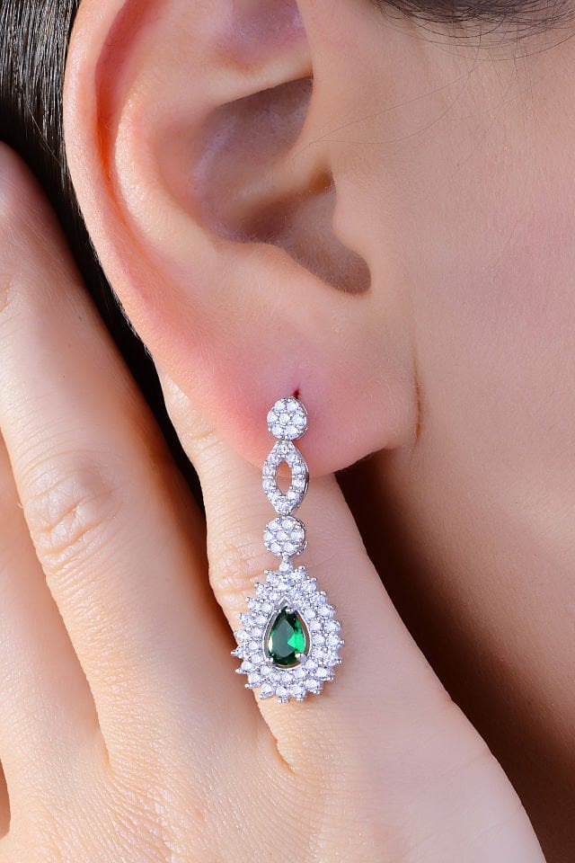 BARIŞ TAKI 925 Ayar Gümüş Hürrem Damla Pırlanta Montör Su Yolu Set