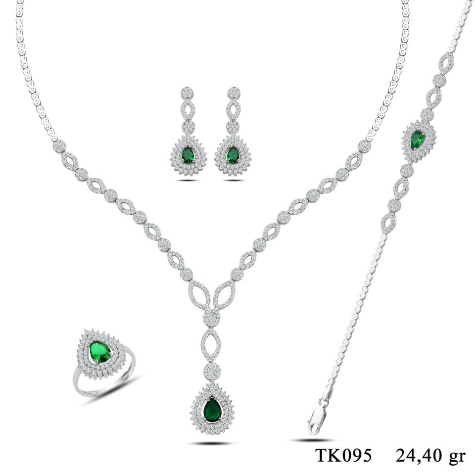 BARIŞ TAKI 925 Ayar Gümüş Hürrem Damla Pırlanta Montör Su Yolu Set