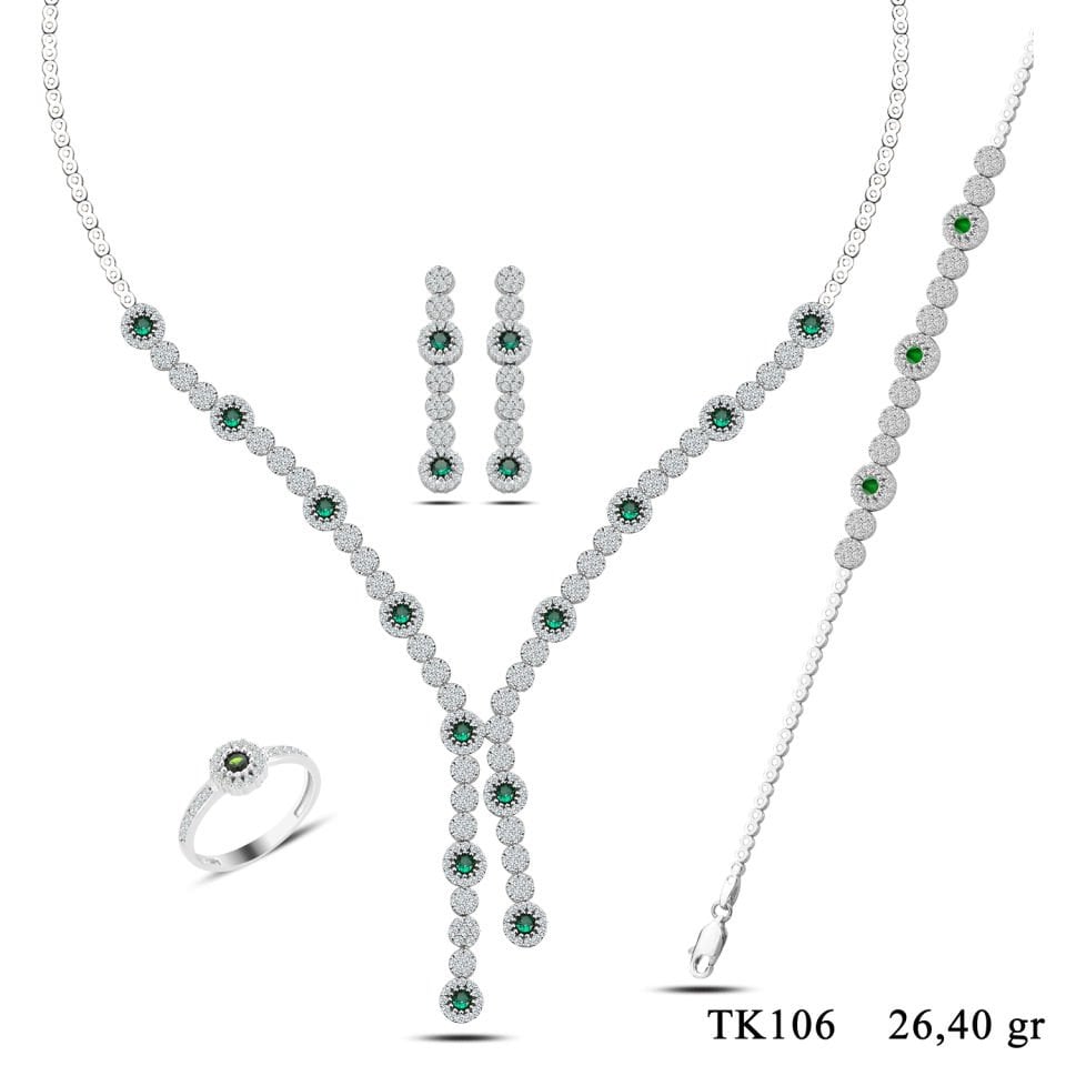 BARIŞ TAKI 925 Ayar Gümüş Pırlanta Montör Su Yolu Set