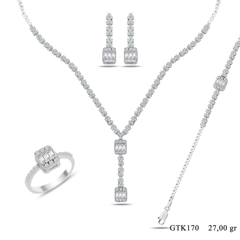 BARIŞ TAKI Kadın 925 Ayar Gümüş Baget Su Yolu Set