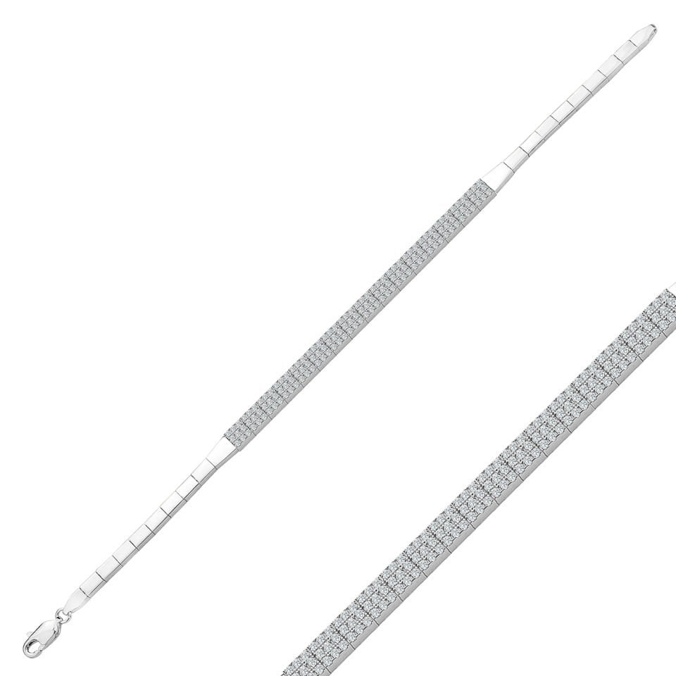 925 Ayar Gümüş 3 Sıra Harfli Su Yolu Bileklik