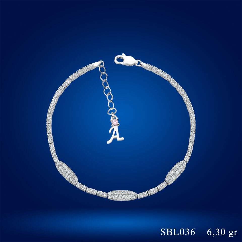 925 Ayar Gümüş Kurşun Model Zincir Harfli Su Yolu Bileklik