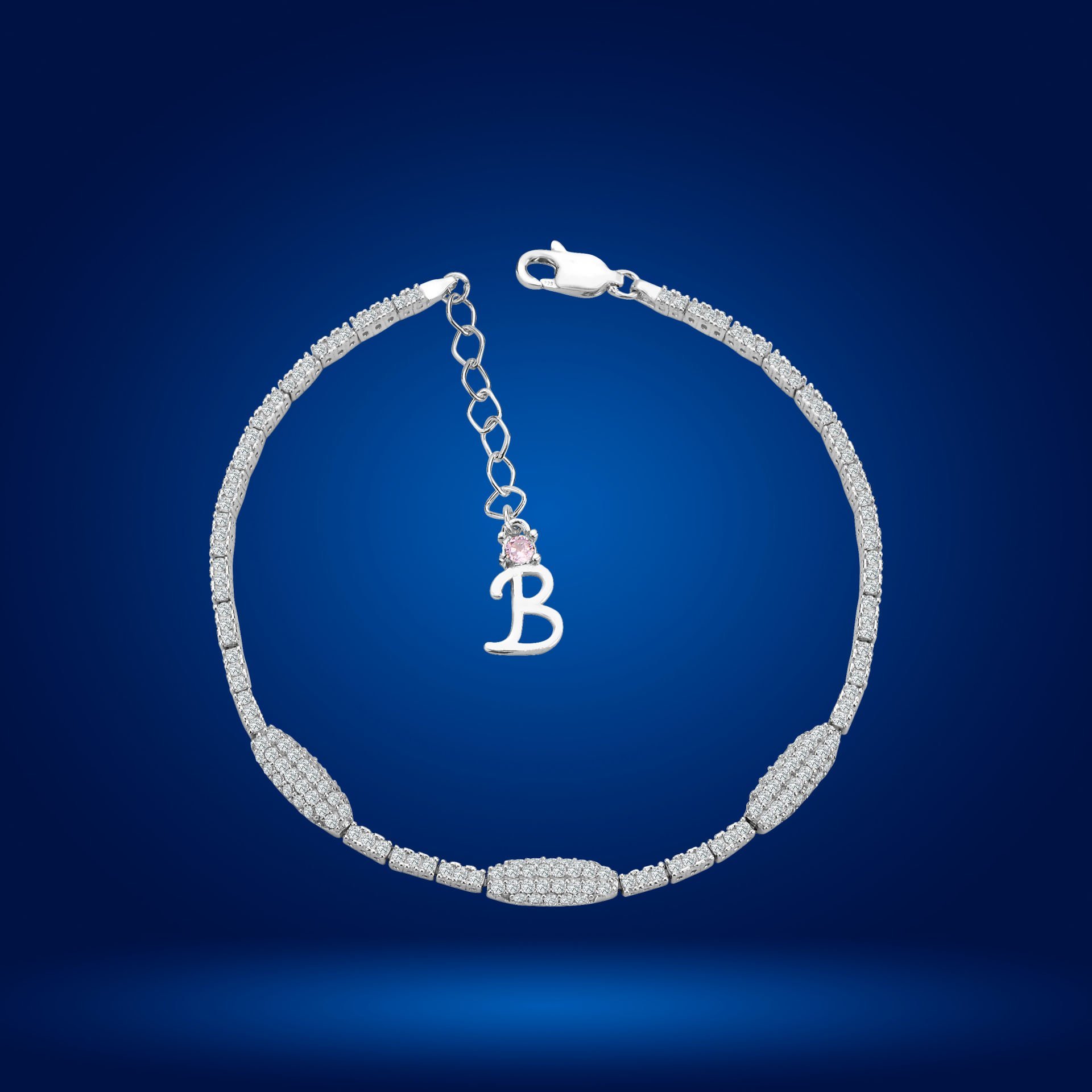 925 Ayar Gümüş Kurşun Model Zincir Harfli Su Yolu Bileklik B