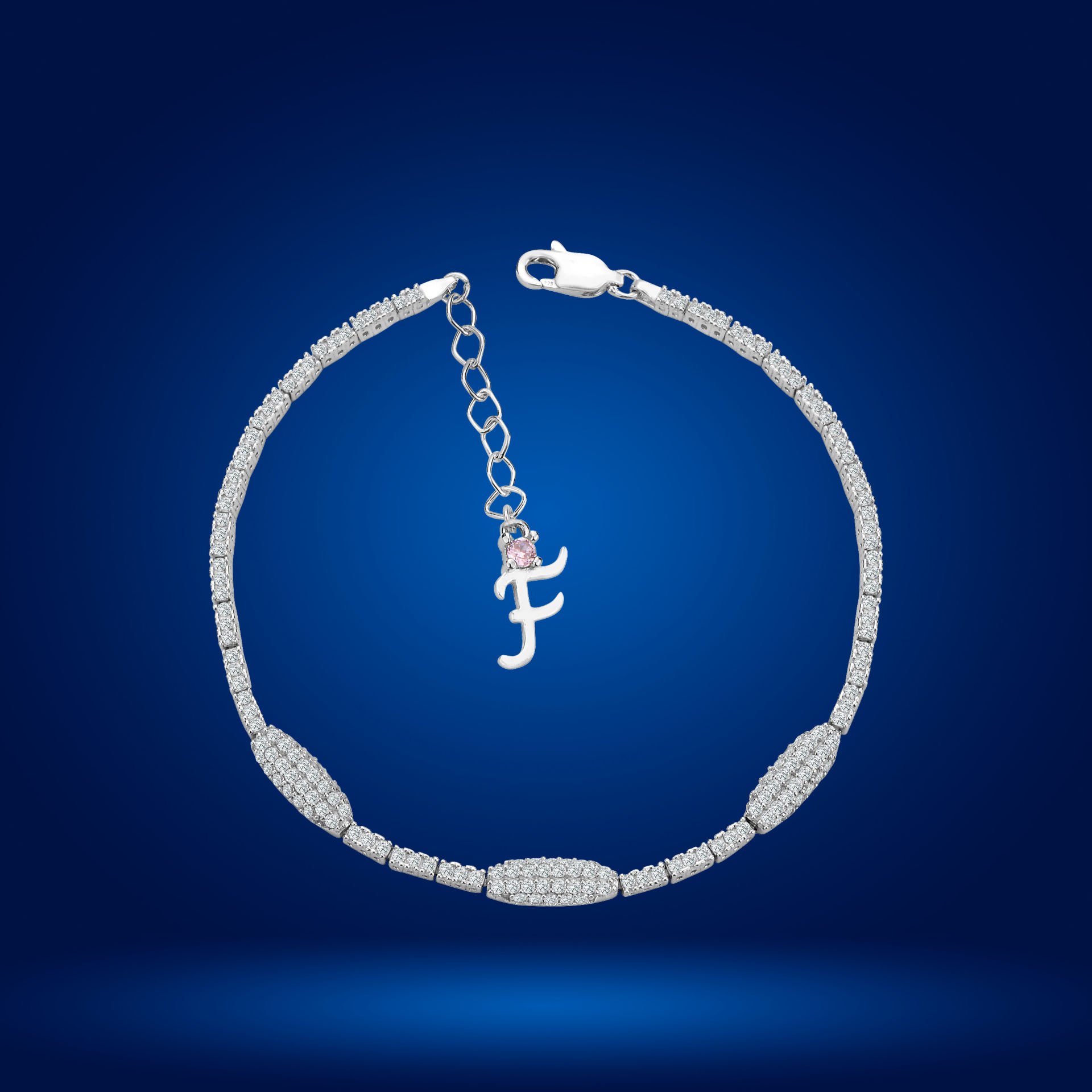 925 Ayar Gümüş Kurşun Model Zincir Harfli Su Yolu Bileklik F