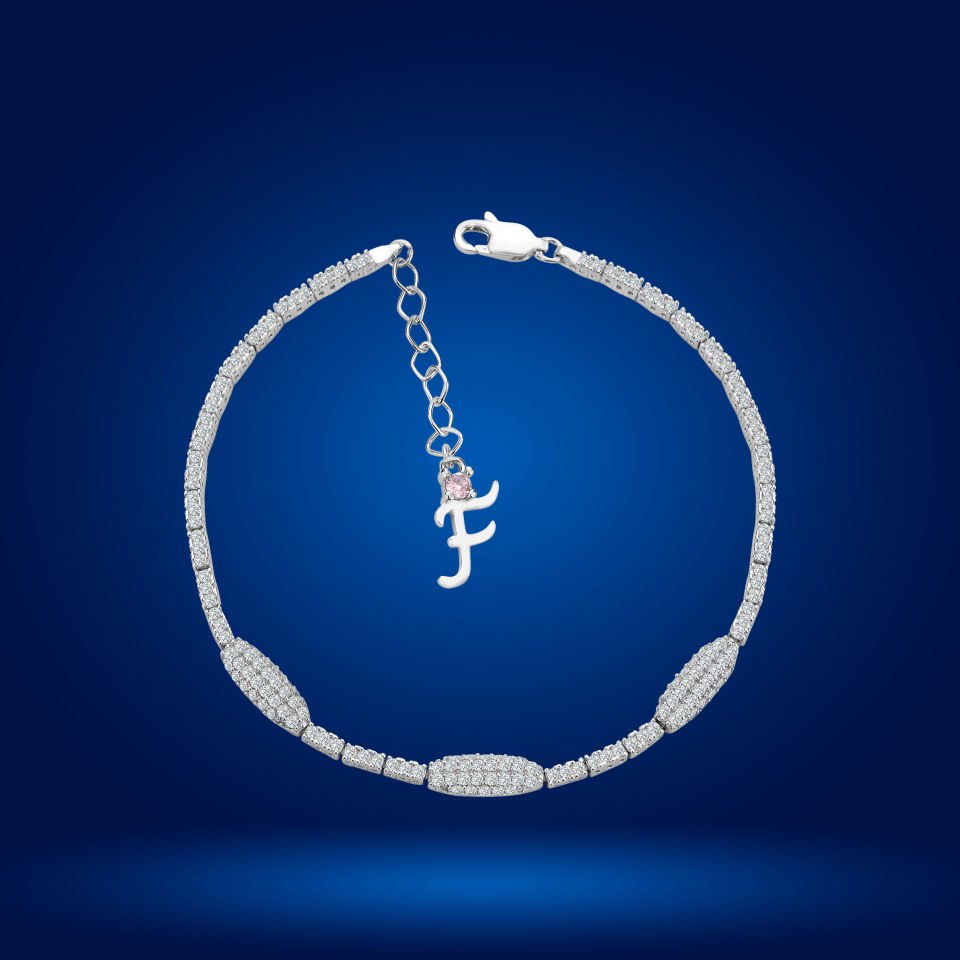 925 Ayar Gümüş Kurşun Model Zincir Harfli Su Yolu Bileklik F