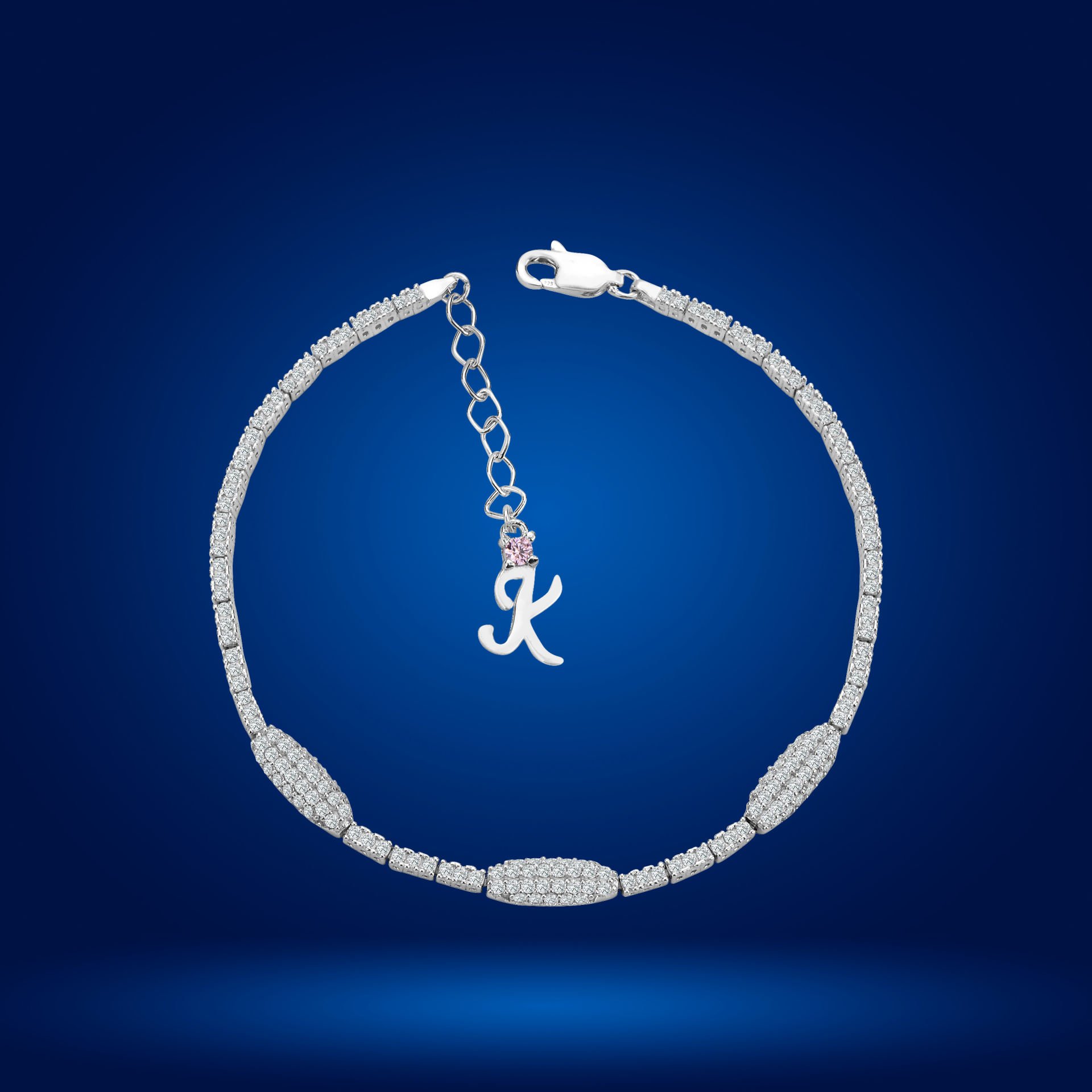 925 Ayar Gümüş Kurşun Model Zincir Harfli Su Yolu Bileklik K