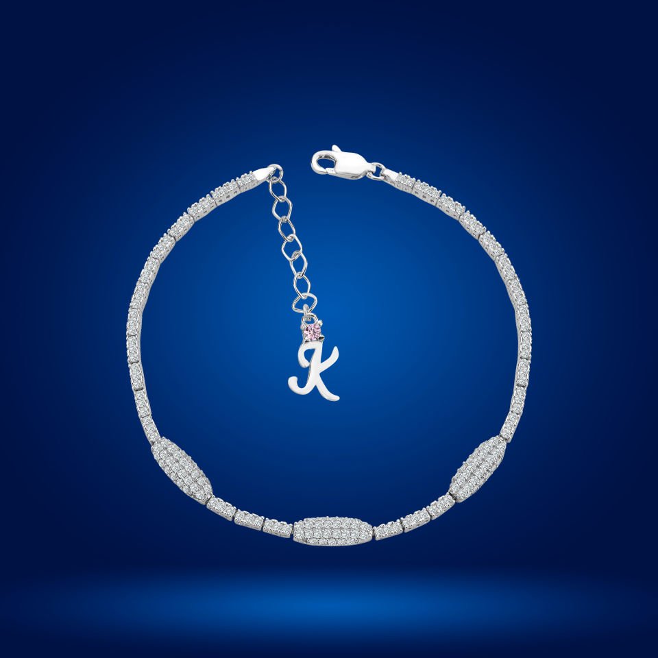 925 Ayar Gümüş Kurşun Model Zincir Harfli Su Yolu Bileklik K