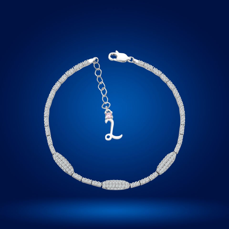 925 Ayar Gümüş Kurşun Model Zincir Harfli Su Yolu Bileklik L