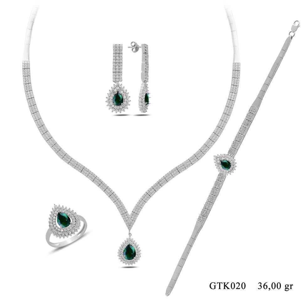 BARIŞ TAKI 925 Ayar Gümüş 3 Sıra V Hürrem Model Su Yolu Set