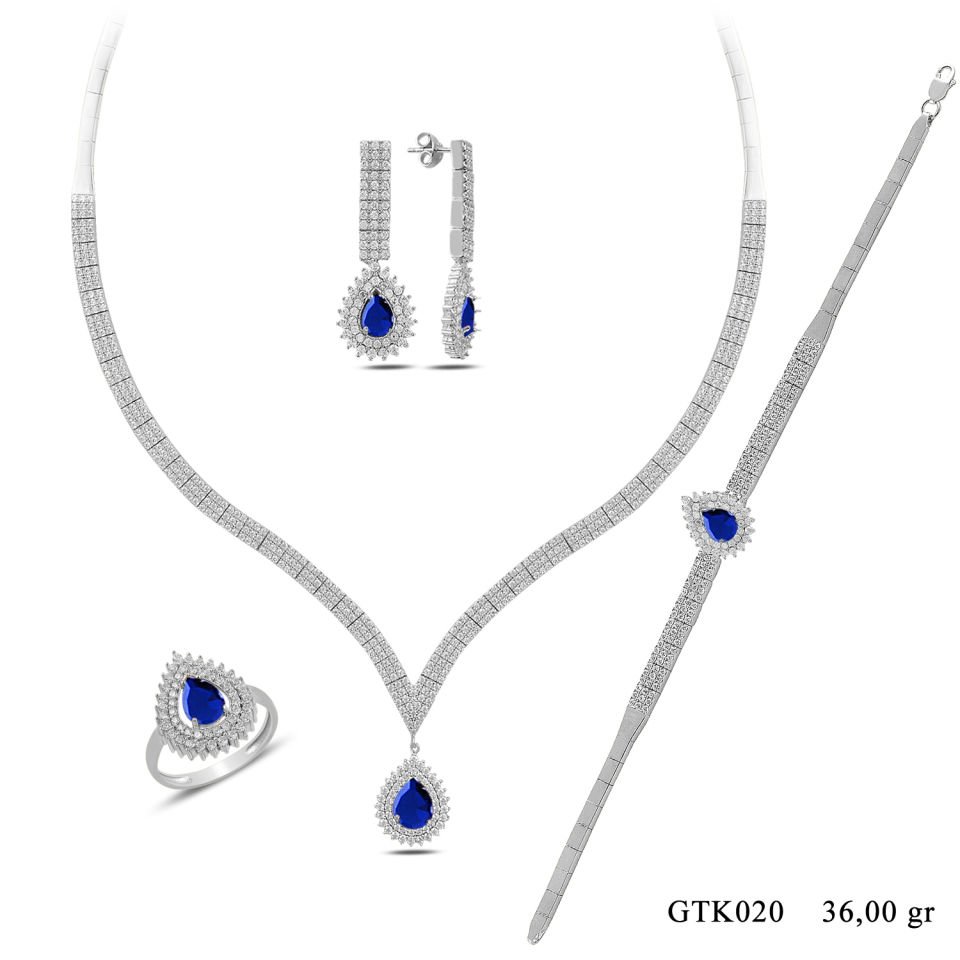 BARIŞ TAKI 925 Ayar Gümüş 3 Sıra V Hürrem Model Su Yolu Set