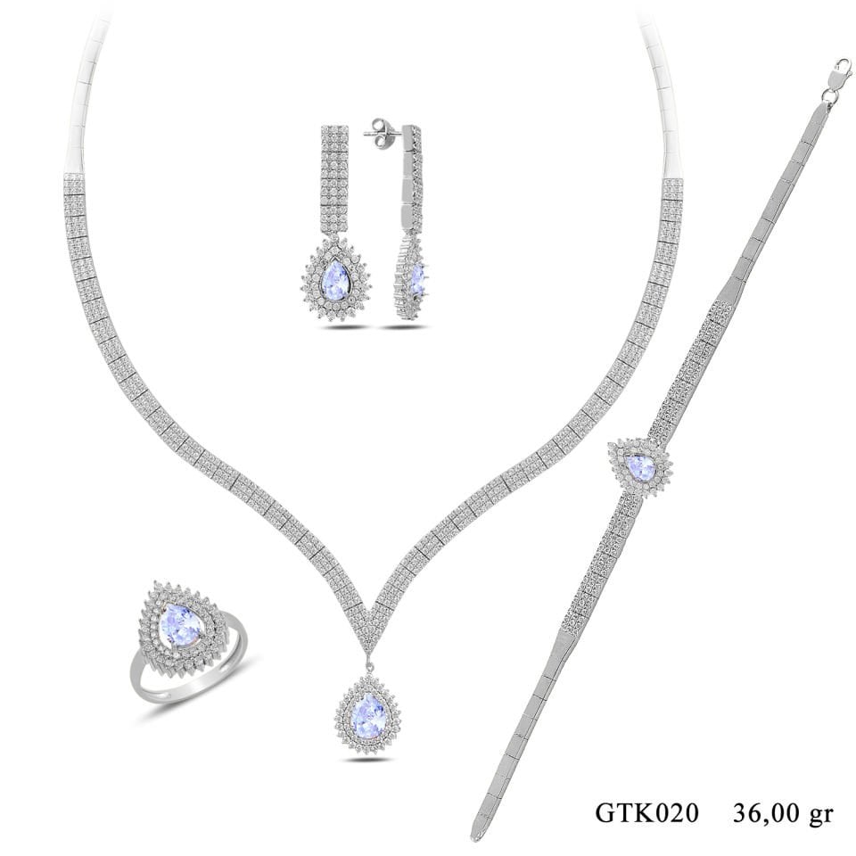 BARIŞ TAKI 925 Ayar Gümüş 3 Sıra V Hürrem Model Su Yolu Set