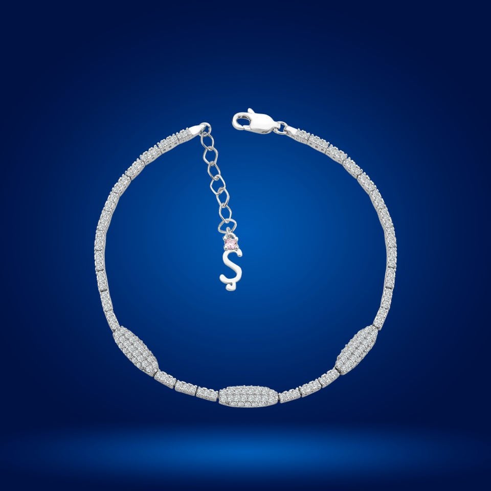 925 Ayar Gümüş Kurşun Model Zincir Harfli Su Yolu Bileklik Ş