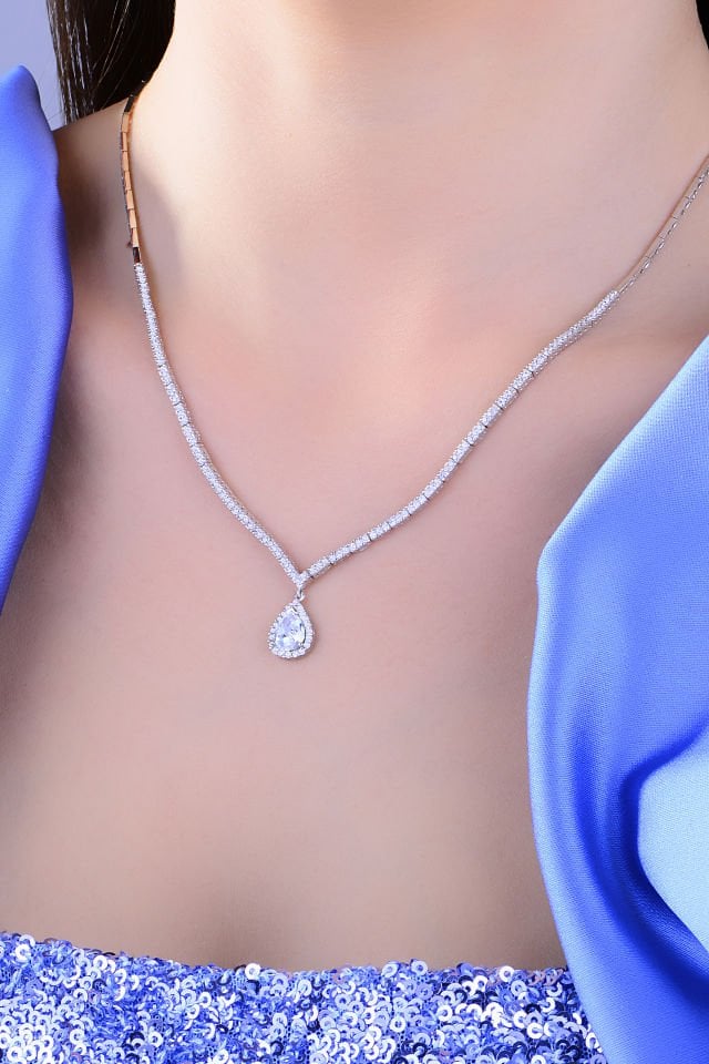 BARIŞ TAKI 925 Ayar Gümüş V Damla Model Su Yolu Set