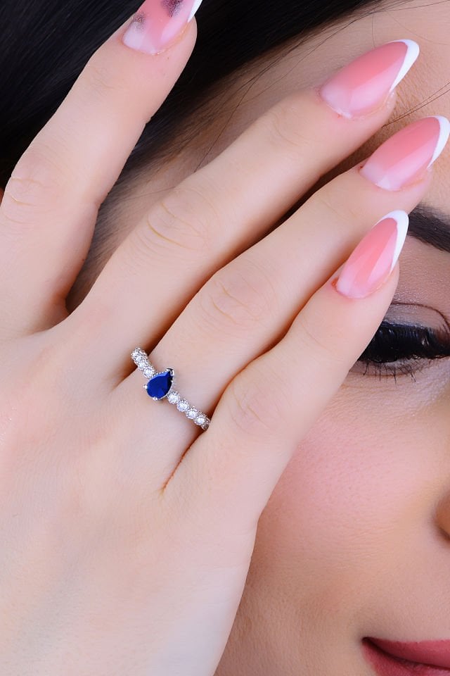 BARIŞ TAKI 925 Ayar Gümüş Salkım Damla Taş Su Yolu Set