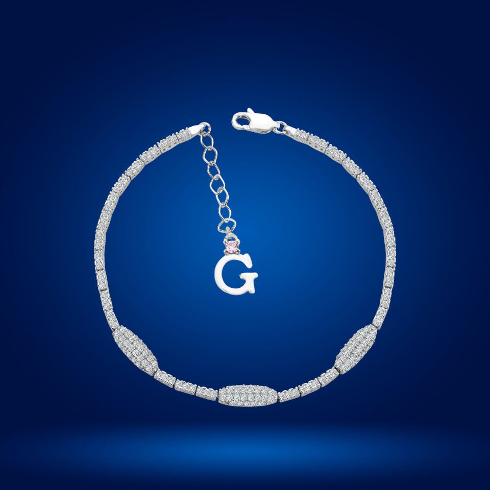 925 Ayar Gümüş Kurşun Model Zincir Harfli Su Yolu Bileklik Ğ