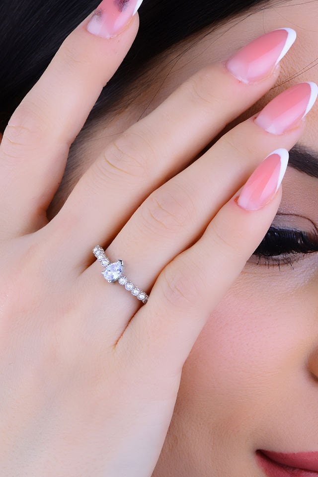 BARIŞ TAKI 925 Ayar Gümüş Salkım Damla Taş Su Yolu Set