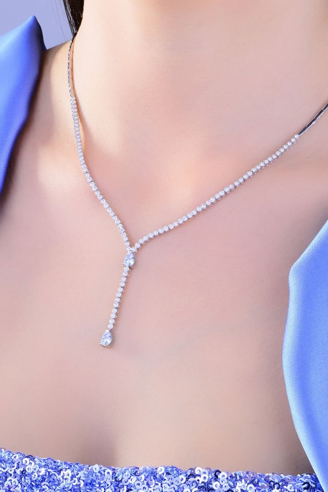 BARIŞ TAKI 925 Ayar Gümüş Salkım Damla Taş Su Yolu Set