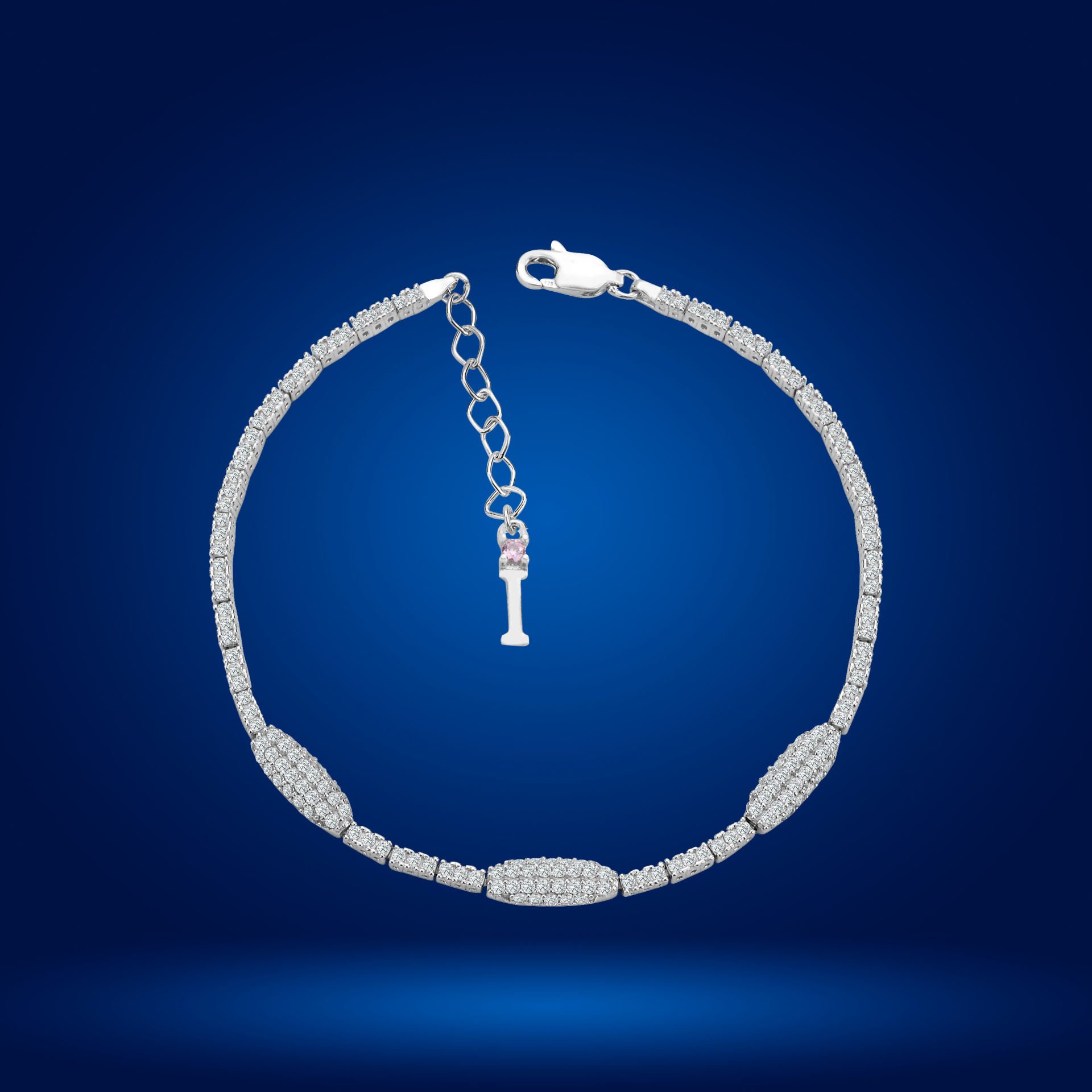 925 Ayar Gümüş Kurşun Model Zincir Harfli Su Yolu Bileklik İ