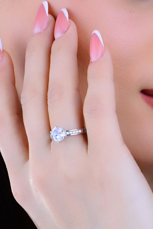 BARIŞ TAKI 925 Ayar Gümüş Salkım Tek Taş Su Yolu Set