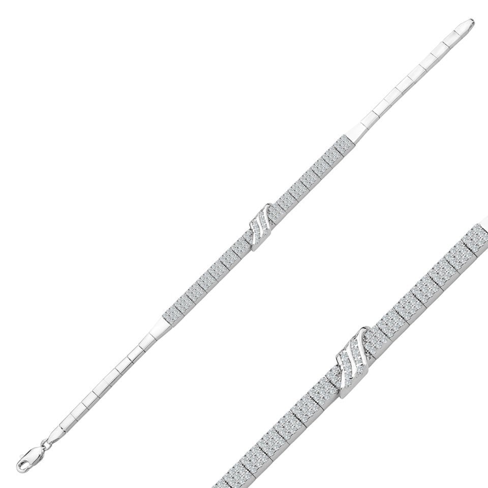 925 Ayar Gümüş 3 Sıra Kemerli Harfli Su Yolu Bileklik