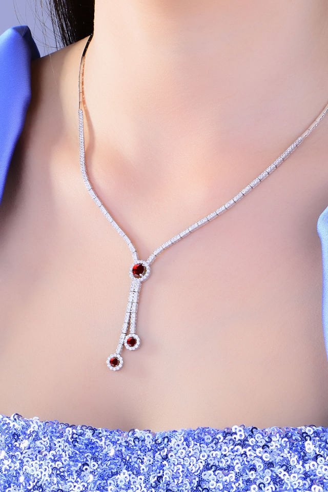 BARIŞ TAKI 925 Ayar Gümüş Salkım Tek Taş Su Yolu Set