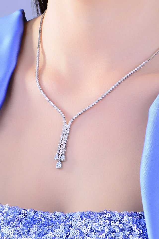 BARIŞ TAKI 925 Ayar Gümüş Salkım Damla Taş Su Yolu Set