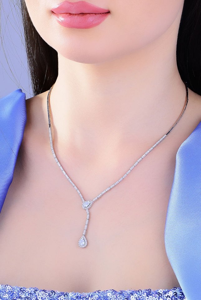 BARIŞ TAKI 925 Ayar Gümüş Salkım Damla Taş Su Yolu Set