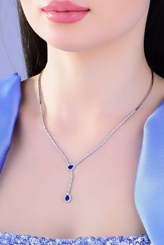 BARIŞ TAKI 925 Ayar Gümüş Salkım Damla Taş Su Yolu Set