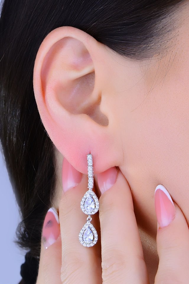 BARIŞ TAKI 925 Ayar Gümüş Salkım Damla Taş Su Yolu Set