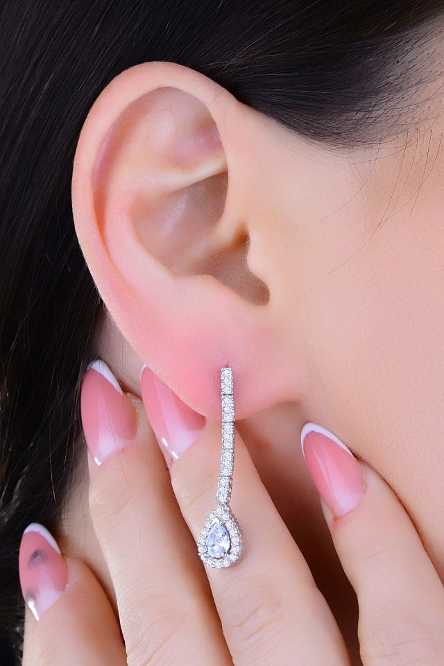 BARIŞ TAKI 925 Ayar Gümüş Salkım Damla Taş Su Yolu Set