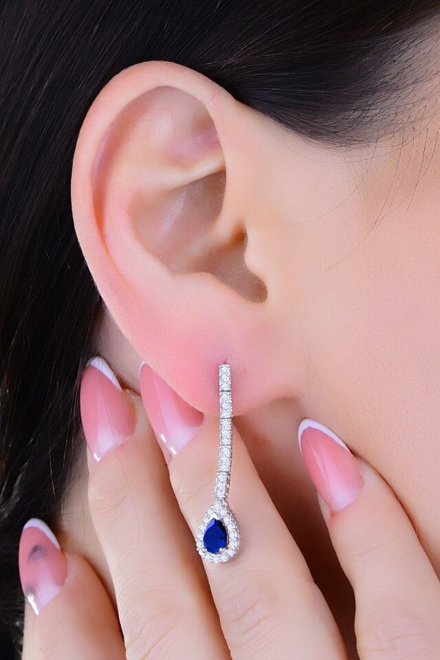 BARIŞ TAKI 925 Ayar Gümüş Salkım Damla Taş Su Yolu Set