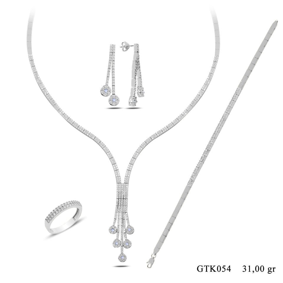 BARIŞ TAKI 925 Ayar Gümüş 2 Sıra Salkım Su Yolu Set