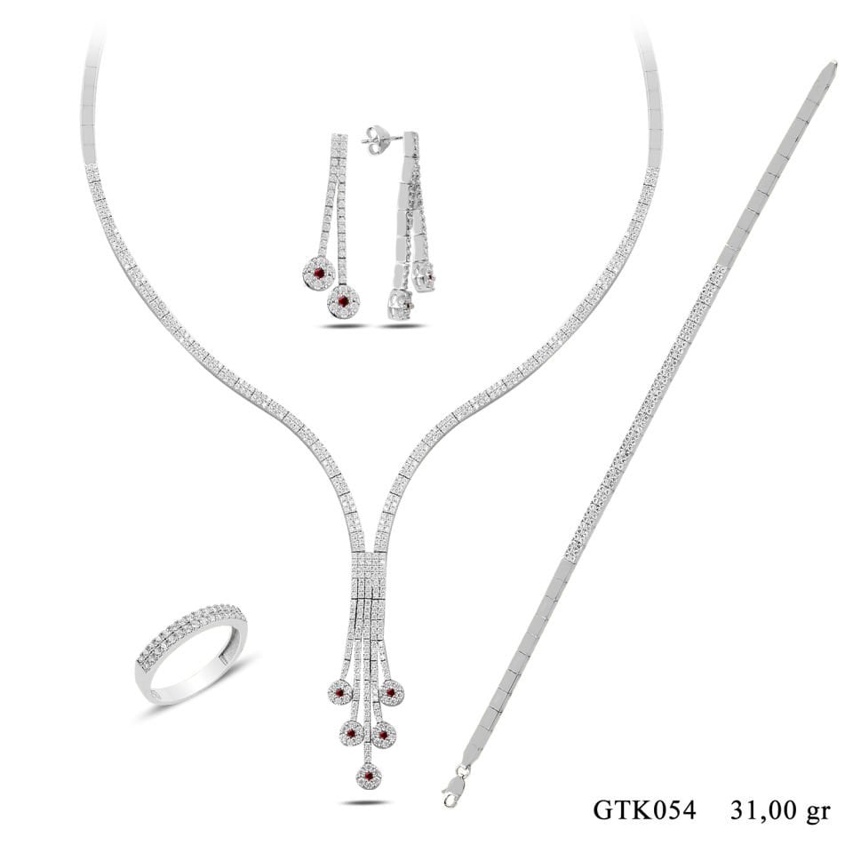 BARIŞ TAKI 925 Ayar Gümüş 2 Sıra Salkım Su Yolu Set